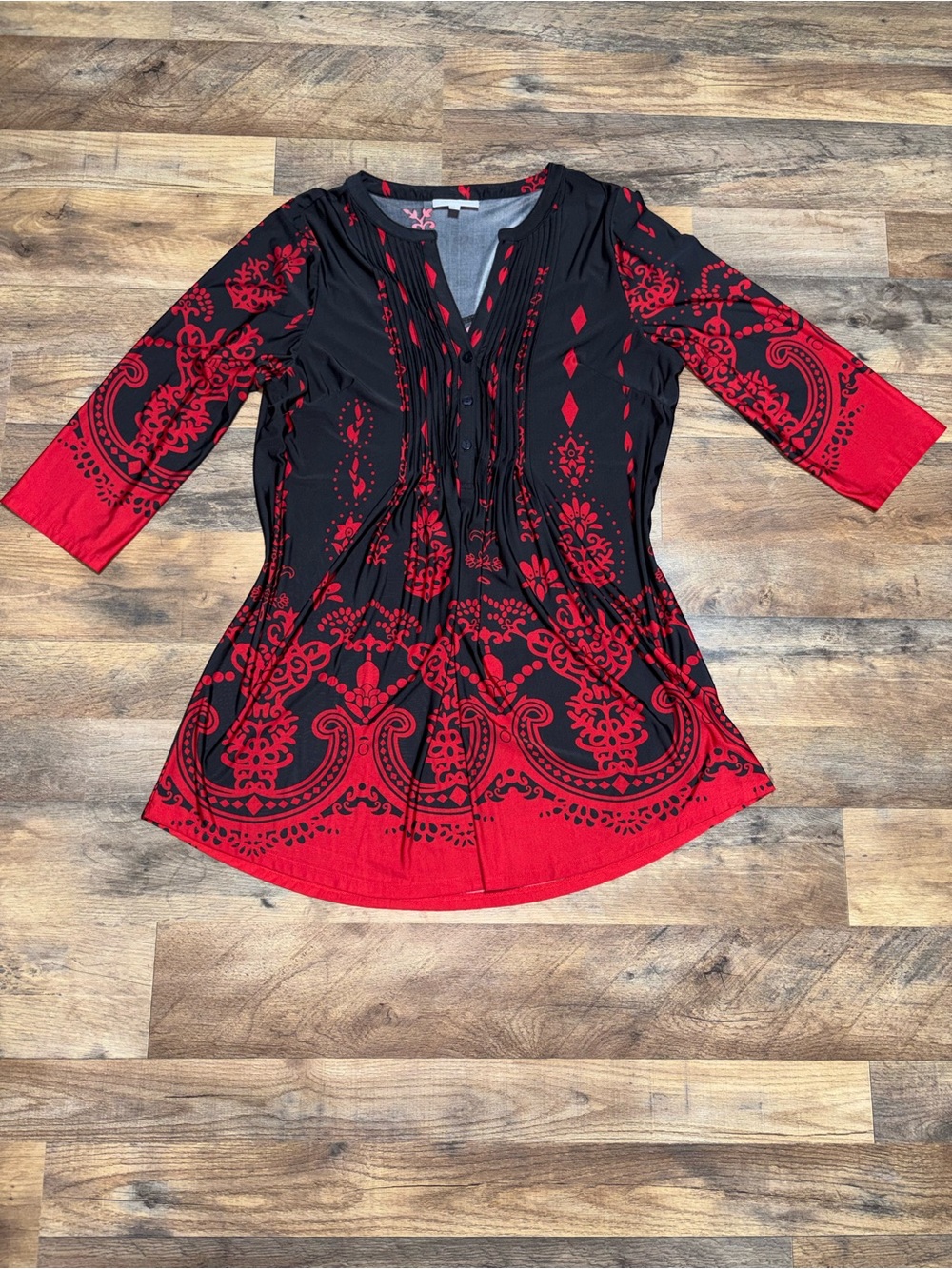 Serengeti Black & Red Printed Tunic Top